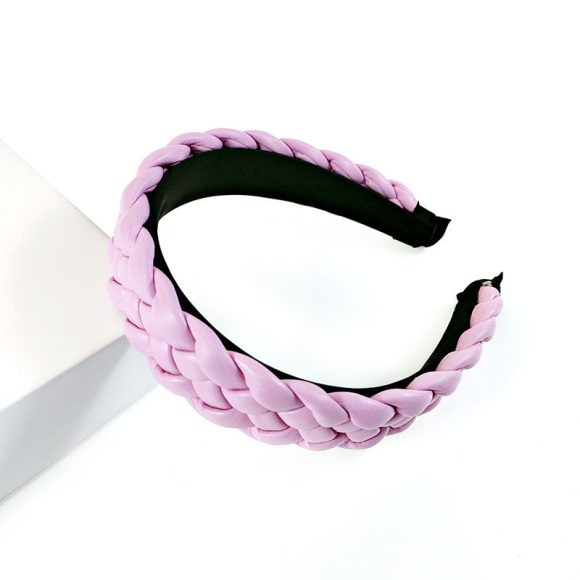 New Net Red Leather Braided Headband  Candy-Colored Braid Hairpin  Pressed Hair Pu Headband For Women - Image 5