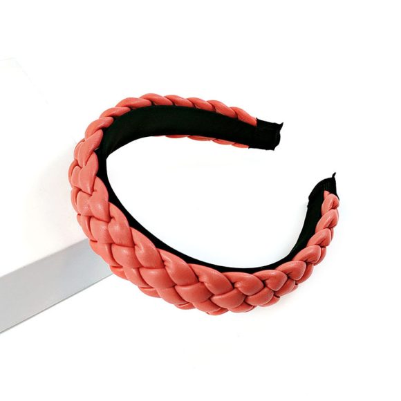 New Net Red Leather Braided Headband  Candy-Colored Braid Hairpin  Pressed Hair Pu Headband For Women - Image 2