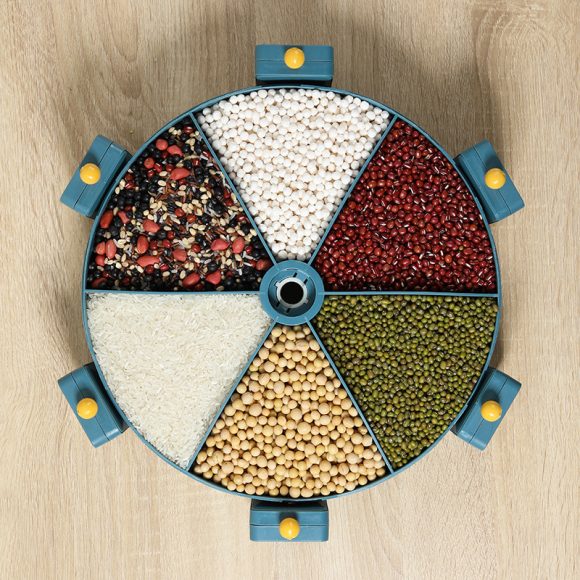 Wall-Mounted Grain Dispenser Compartments Dry Food Dispenser Rotating Cereal For Kitchen Gadget - Image 5