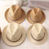 Straw Hat Parent-child Breathable Jazz Hat tide British Top Hat Summer Men's Panama Hat Children's Beach Sun - Image 6