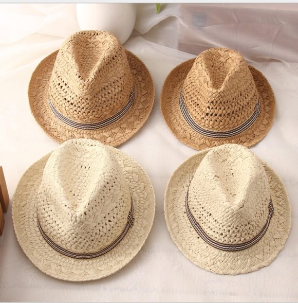 Straw Hat Parent-child Breathable Jazz Hat tide British Top Hat Summer Men's Panama Hat Children's Beach Sun - Image 6