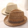 Straw Hat Parent-child Breathable Jazz Hat tide British Top Hat Summer Men's Panama Hat Children's Beach Sun - Image 3