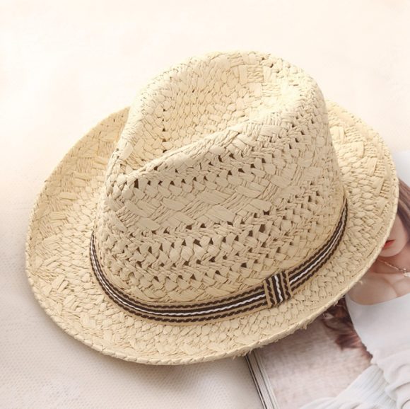 Straw Hat Parent-child Breathable Jazz Hat tide British Top Hat Summer Men's Panama Hat Children's Beach Sun - Image 5