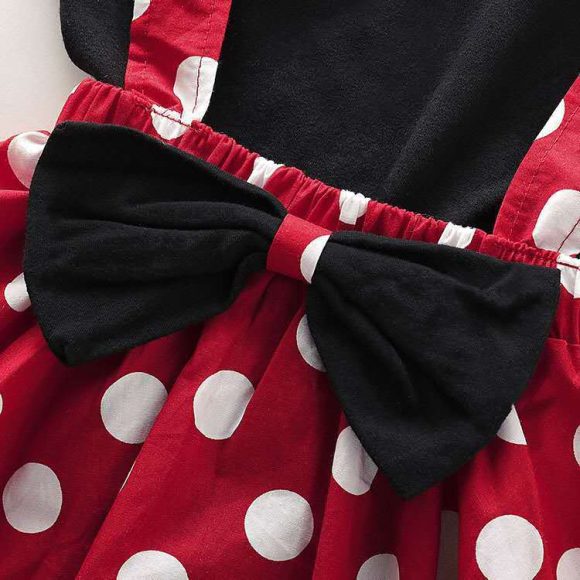 Girls' Summer Solid Color Fly Sleeve Top  Dot Suspender Skirt - Image 5