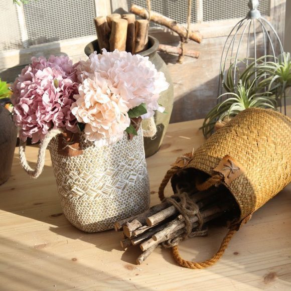 Rural Style Storage Of Natural Straw Woven Flower Pots - Image 8