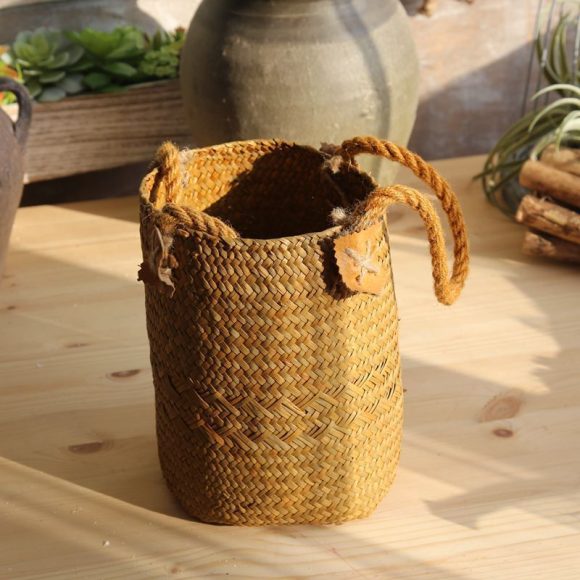 Rural Style Storage Of Natural Straw Woven Flower Pots - Image 2