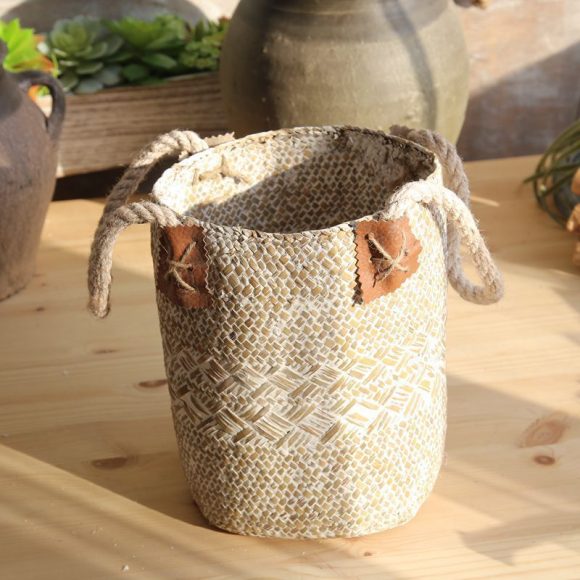 Rural Style Storage Of Natural Straw Woven Flower Pots - Image 9