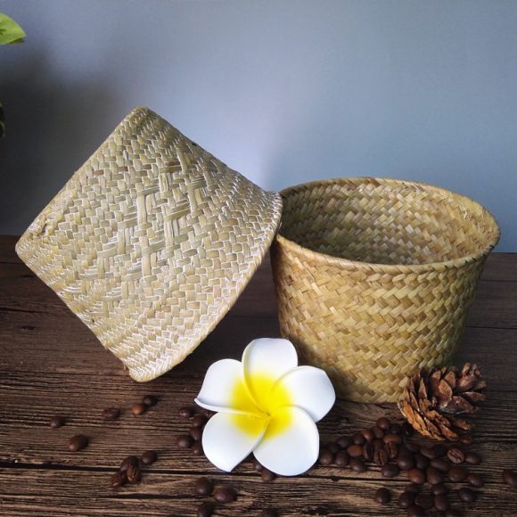 Straw Green Plant Pots, Living Room And Bedroom Outdoor Sundries Storage Basket - Image 5