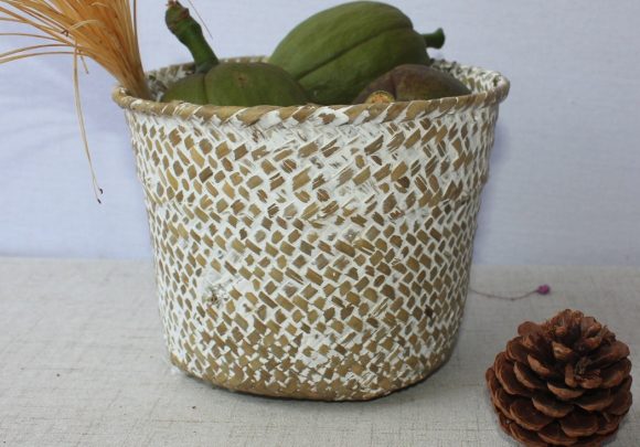 Straw Green Plant Pots, Living Room And Bedroom Outdoor Sundries Storage Basket - Image 4