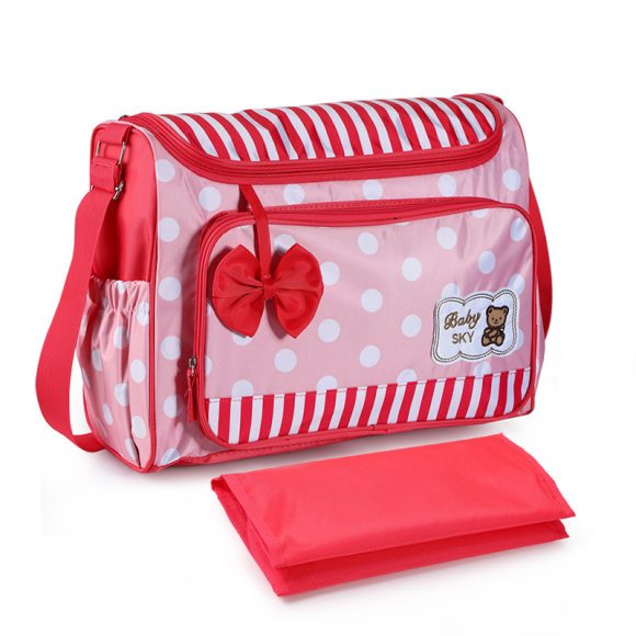 Mommy Bag Four-Piece Bowknot Outing One-Shoulder Multifunctional Large-Capacity Bag For Mother, Baby And Mother - Image 3