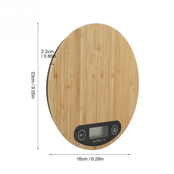 Bamboo Panel Electronic Kitchen Scale Big Round Baking Scale Gram Weight Scale - Image 3