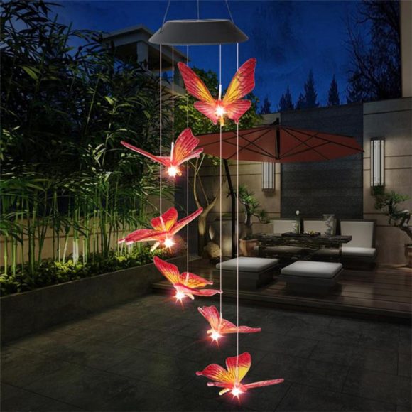 Solar Powered LED Wind Chime Light Hanging Color-Changing Yard Garden Butterfly Lamp Decor - Image 7