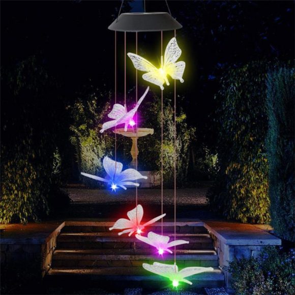 Solar Powered LED Wind Chime Light Hanging Color-Changing Yard Garden Butterfly Lamp Decor - Image 6