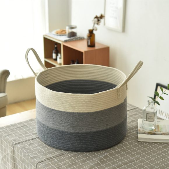 Cotton Rope Storage Basket Cotton Rope Basket, Toys, Sundries, Laundry Storage Basket - Image 3