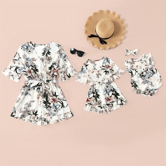 Amazon Sexy Print Top Jumpsuit Jumpsuit Parent-Child Skirt Female Spot Mother Daughter Baby - Image 2