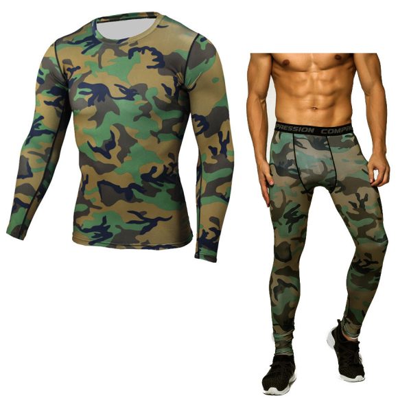 Camouflage Compression Baselayer Set Sports Compression Set Long Sleeve T-Shirt Tights Exercise Clothes Workout Bodysuit Fitness Suits For Men - Image 3