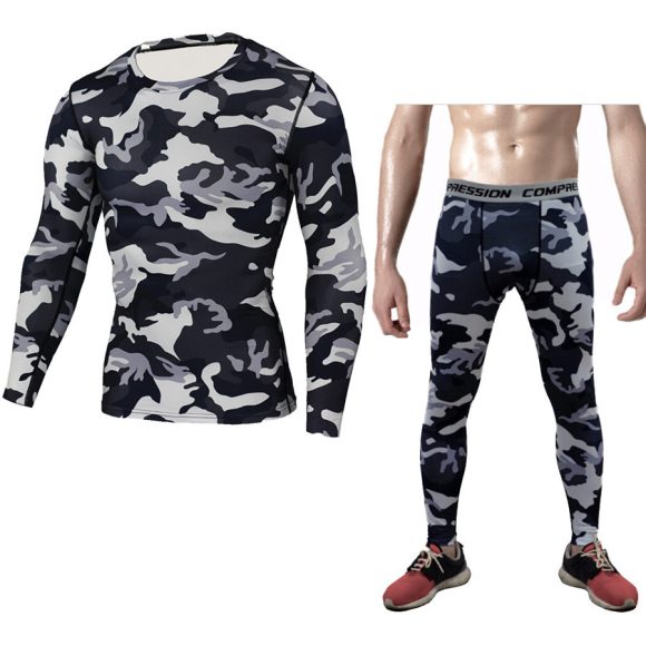 Camouflage Compression Baselayer Set Sports Compression Set Long Sleeve T-Shirt Tights Exercise Clothes Workout Bodysuit Fitness Suits For Men - Image 2