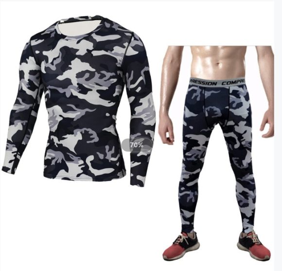 Camouflage Compression Baselayer Set Sports Compression Set Long Sleeve T-Shirt Tights Exercise Clothes Workout Bodysuit Fitness Suits For Men - Image 4
