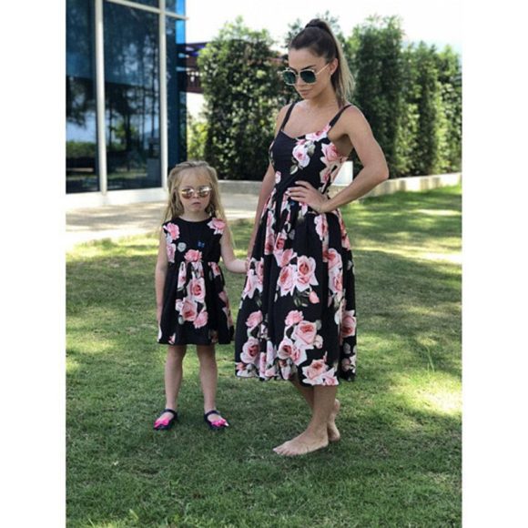 Summer New Style Printed Sling Sleeveless Parent-Child Dress - Image 2