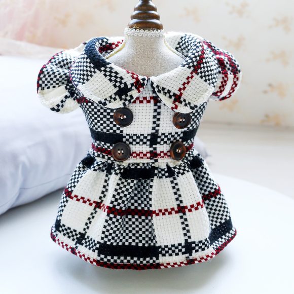 Dog Transformation Dress New Cat Apparel Pet Apparel Warm Princess Fragrant Wind Doll Collar Skirt Plaid Retro - Image 3