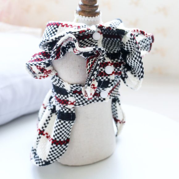 Dog Transformation Dress New Cat Apparel Pet Apparel Warm Princess Fragrant Wind Doll Collar Skirt Plaid Retro - Image 4
