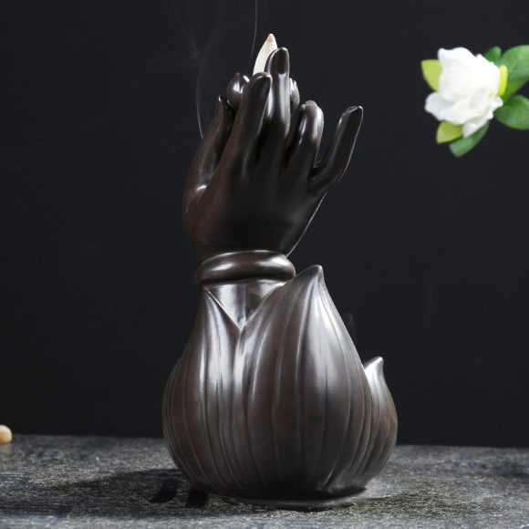 Lotus Bergamot Backflow Incense Burner Creative Ornaments Guanyin Tathagata Ceramic Incense Burner Crafts - Image 3