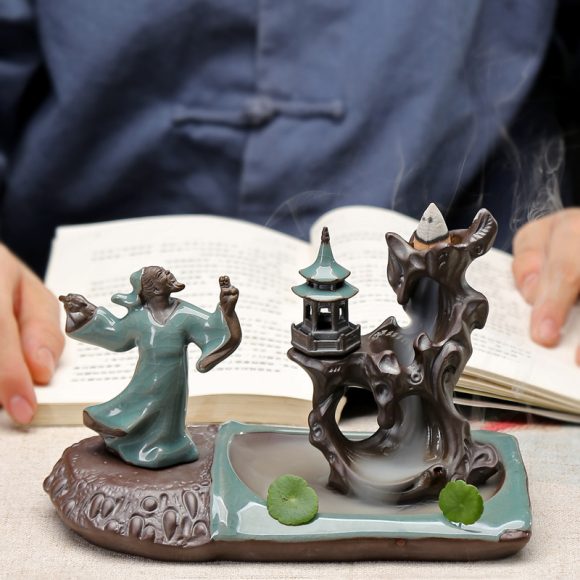 Ge Kiln Backflow Incense Burner Zen Ceramic Creative Tea Table Decoration Indoor Pan Incense Burner Incense Stick Incense Seat Sandalwood Incense Burner - Image 4