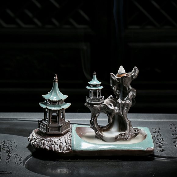Ge Kiln Backflow Incense Burner Zen Ceramic Creative Tea Table Decoration Indoor Pan Incense Burner Incense Stick Incense Seat Sandalwood Incense Burner - Image 2