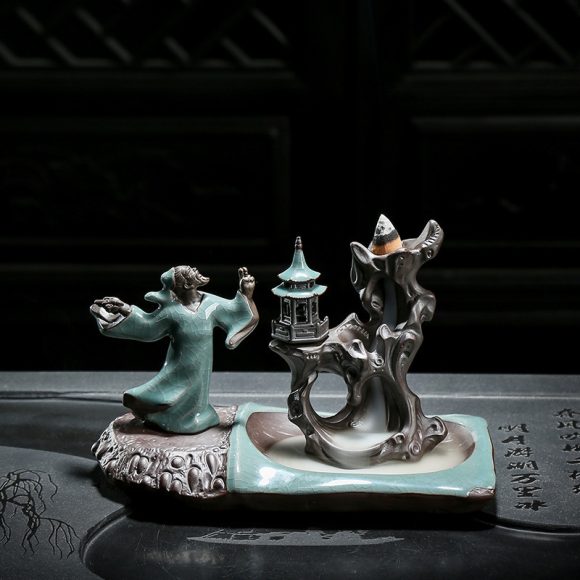 Ge Kiln Backflow Incense Burner Zen Ceramic Creative Tea Table Decoration Indoor Pan Incense Burner Incense Stick Incense Seat Sandalwood Incense Burner - Image 5