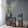 Wood Color Tansparent Glass Vase Combination Flower Arrangement