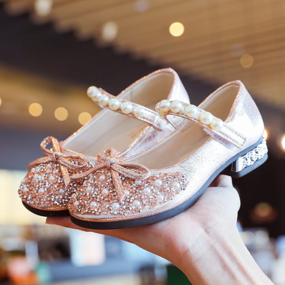 Leather Shoes Soft Sole Aisha Princess Shoes Children Crystal Shoes Flashing Baby Shoes - Image 4