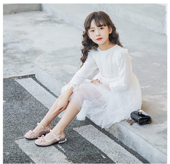 Leather Shoes Soft Sole Aisha Princess Shoes Children Crystal Shoes Flashing Baby Shoes - Image 5