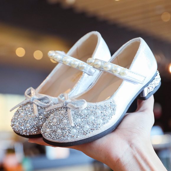 Leather Shoes Soft Sole Aisha Princess Shoes Children Crystal Shoes Flashing Baby Shoes - Image 3