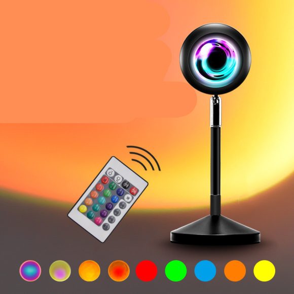 Upgrade Rainbow Sunset Projector Lamp Atmosphere Light Home Coffee Shop Background Wall Decoration Remote Control Sunset Lamps - Image 9