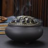 Copper Lid Ceramic Incense Burner Buddha with Antique Alloy Wire Incense Burner - Image 4