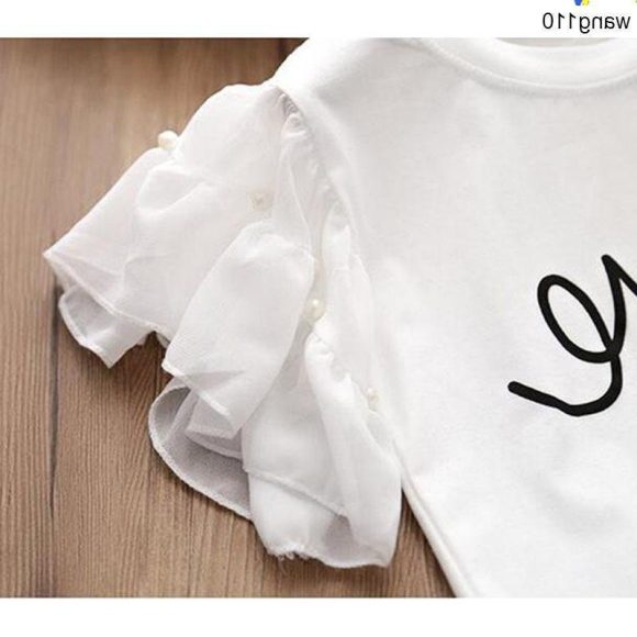 Summer Kids Girls Clothing Sets 2 pcs T-shirt Hole Pants Set - Image 8
