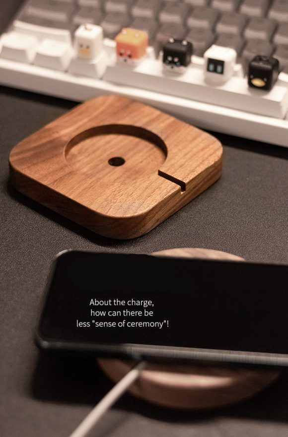 Magnetic Wireless Charger Solid Wood Bracket Base - Image 2