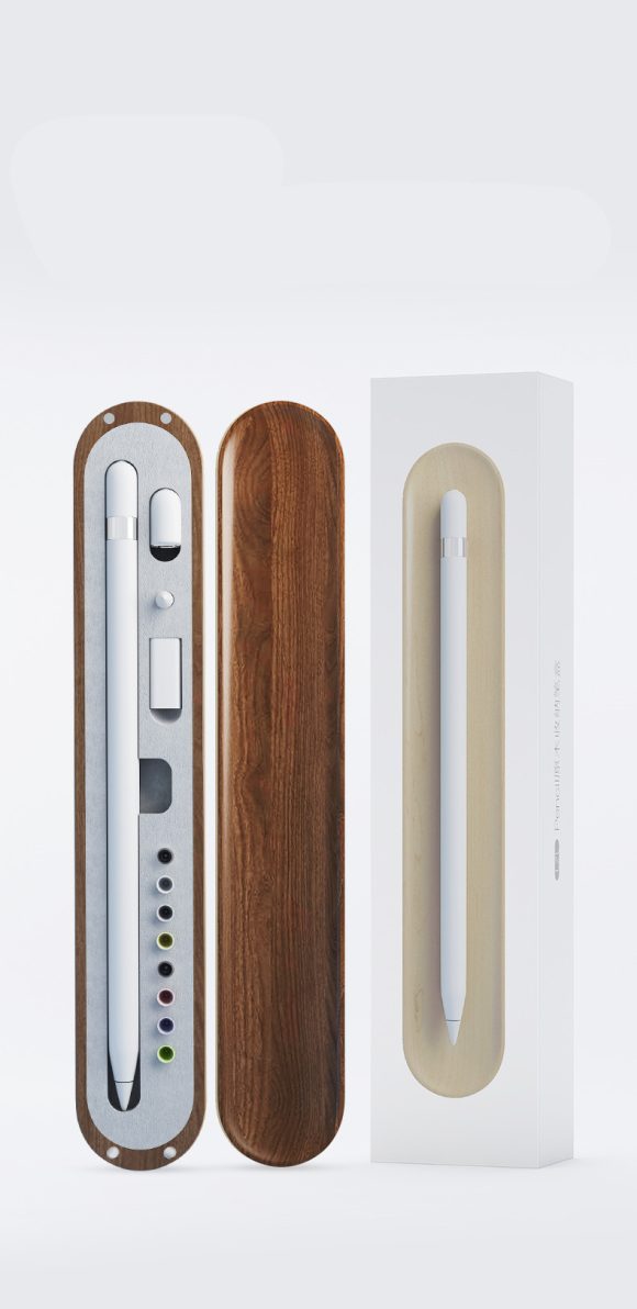 Compatible with Apple, Storage Box Walnut IPad Tablet Pen Case One or Two Generation Stylus Pen Tip Case - Image 6