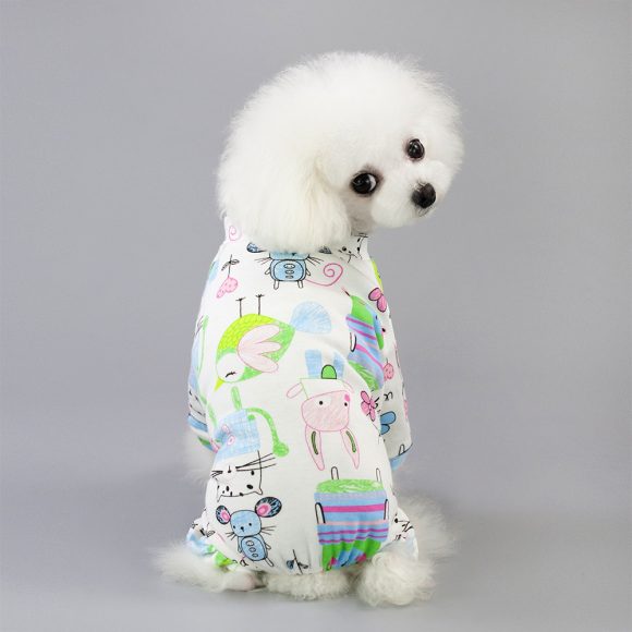 Pet Four-Legged Cotton Home Clothes Dog Pajamas Casual Cartoon Fruit Pattern - Image 4