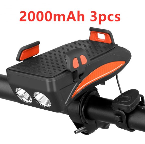Motorcycle Bicycle Phone Holder Support Charging For Cell Phone With Bike Bell Power Bank Bicycle Front Lamp Flashlight - Image 2