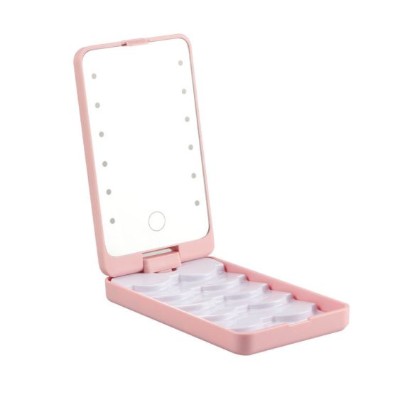 False Eyelashes With Storage Box Mirror 5 Pairs Of Portable Makeup Led Makeup Mirror - Image 6