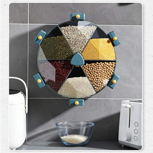 Wall-Mounted Grain Dispenser Compartments Dry Food Dispenser Rotating Cereal For Kitchen Gadget - Image 6