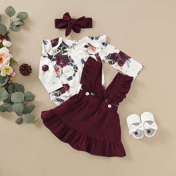 Three-piece set of baby and toddler flower print straps - Image 2