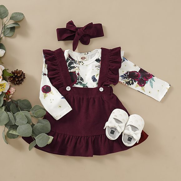 Three-piece set of baby and toddler flower print straps - Image 3