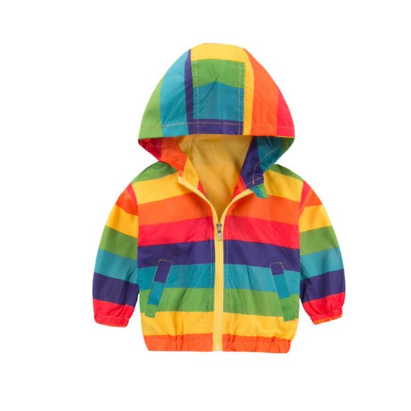 Rainbow Jacket Zipper Hooded Jacket For Kids - Image 5
