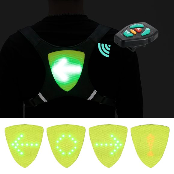 USB Rechargeable Reflective Vest Backpack with LED Turn Signal Light Remote Control Outdoor Sport Safety Bag Gear for Cycling - Image 7