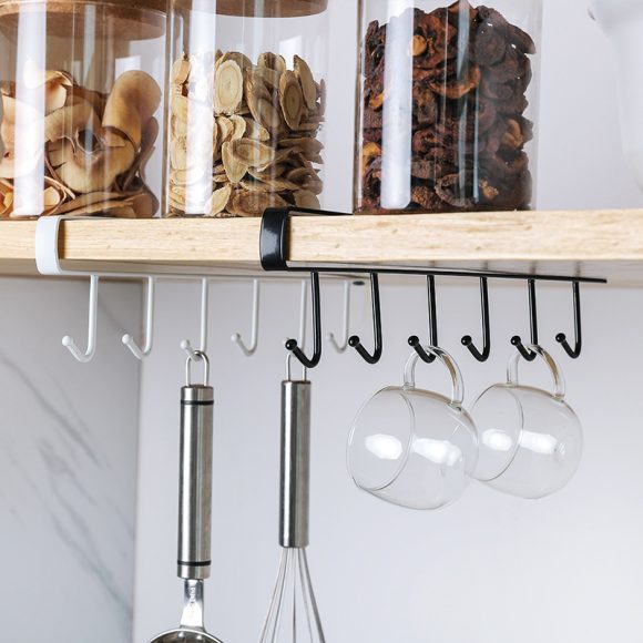 Wrought Iron Cabinet Storage Rack Free Punching Multi-function Row Hook - Image 9