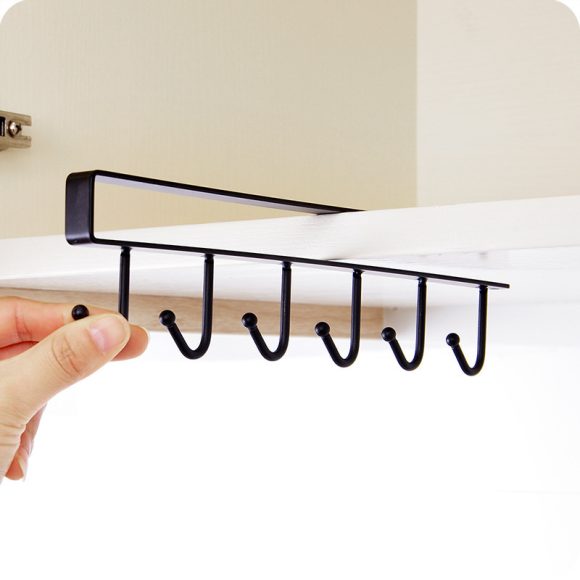 Wrought Iron Cabinet Storage Rack Free Punching Multi-function Row Hook - Image 5