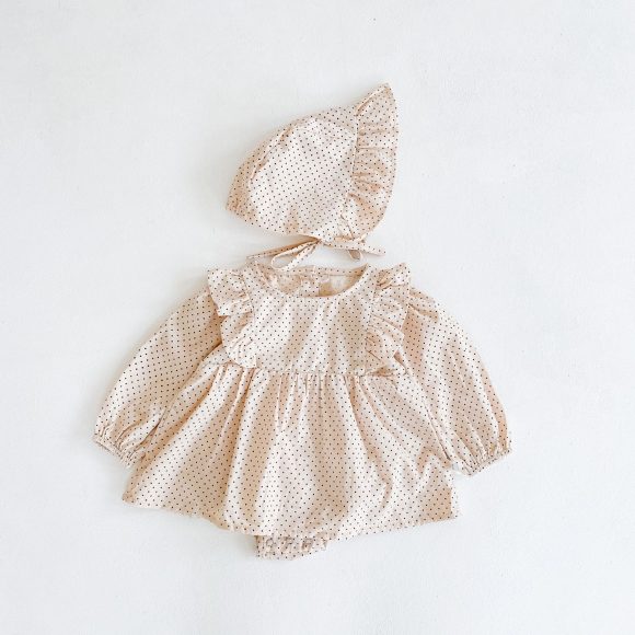 Autumn New Product Girl Baby Love Dress Long Sleeve Romper Baby Cotton One-Piece Climbing Clothes Free Hat - Image 3
