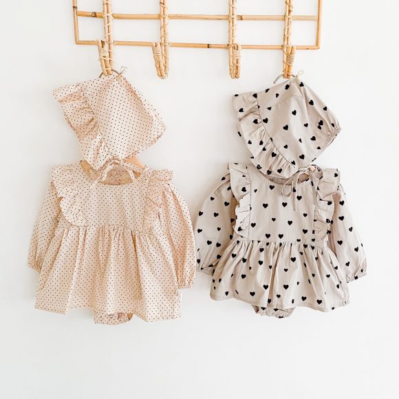 Autumn New Product Girl Baby Love Dress Long Sleeve Romper Baby Cotton One-Piece Climbing Clothes Free Hat - Image 5